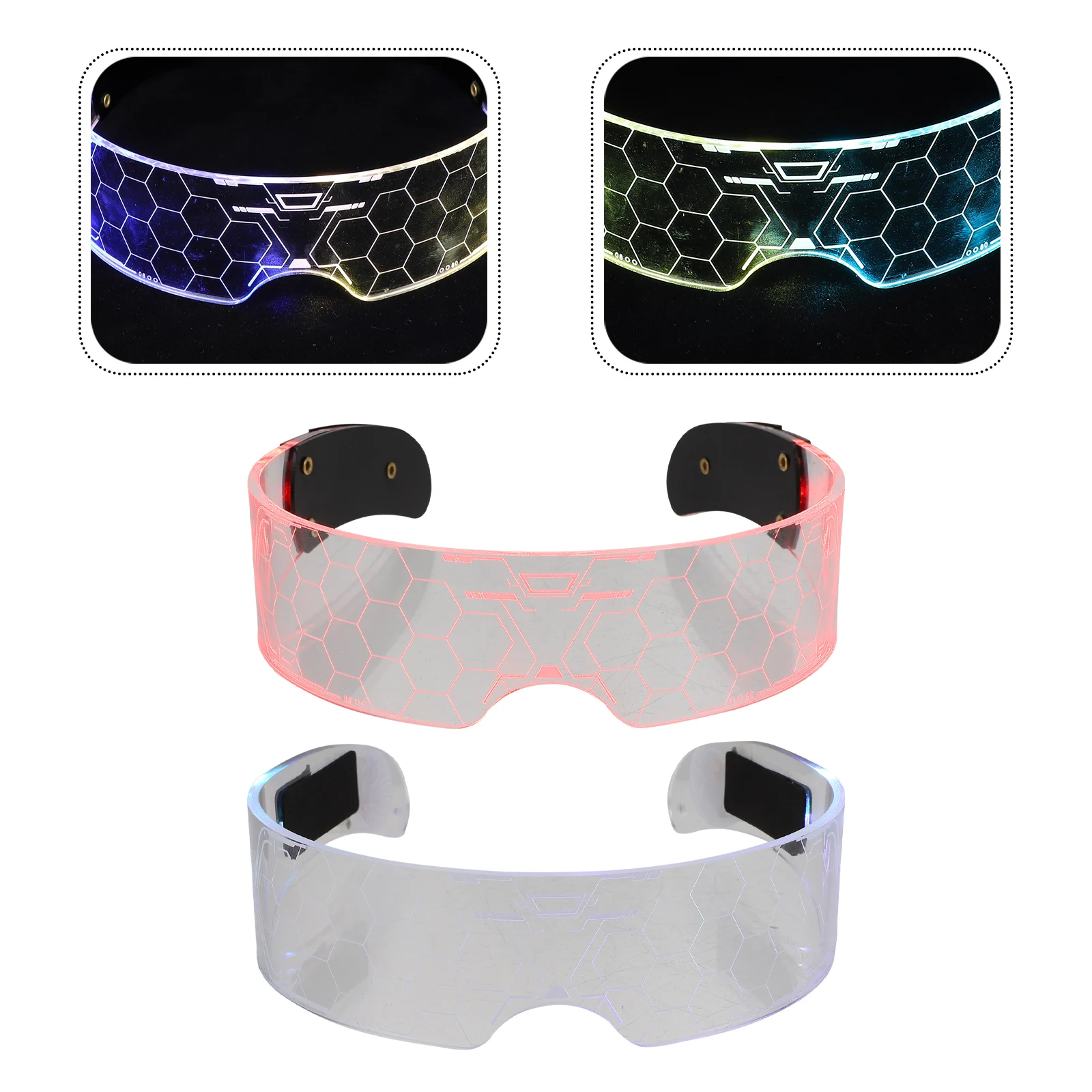 Lunettes lumineuses LED, 2 pièces, accessoires de danse, accessoires de mode, fournitures de lunettes lumineuses d'halloween, décorations de fête