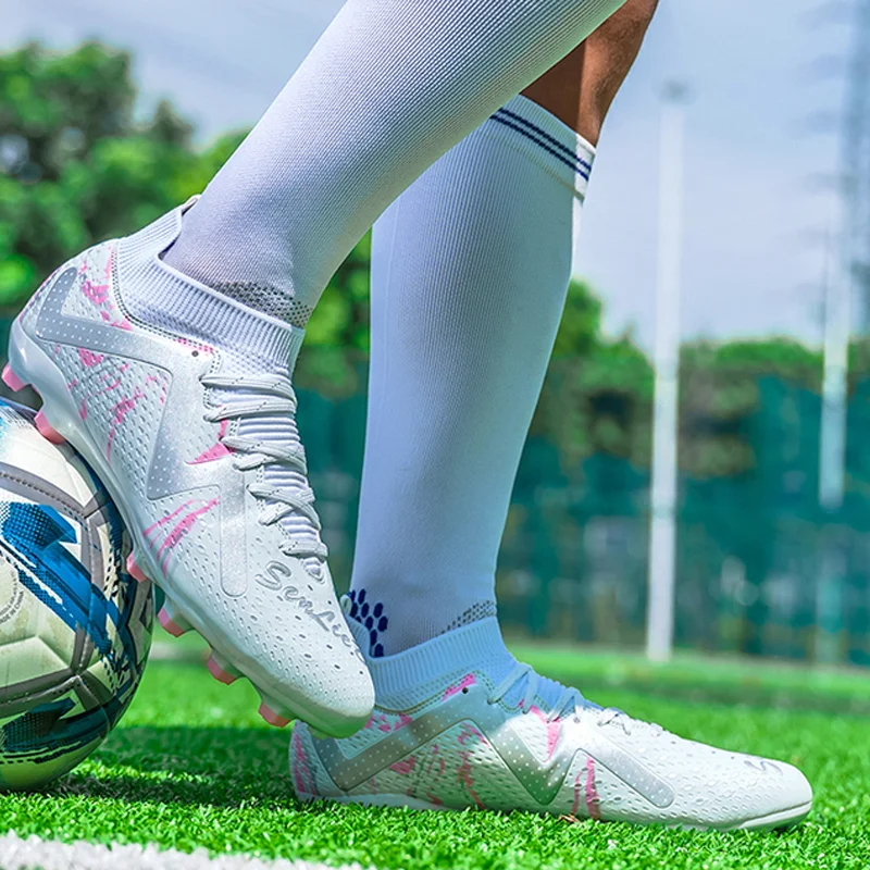 

Professional Soccer Shoes TF Broken Nail Teenagers Durable Looking HighTops Training Shoes Adult Outdoors Non Slip FootballShoes