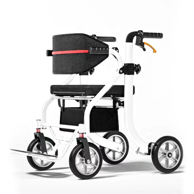 Walking AidFoldable Training Wheelchair Walking Elderly Portable Aluminum WalkerRollator With Seat And Footrest Walker For Disab