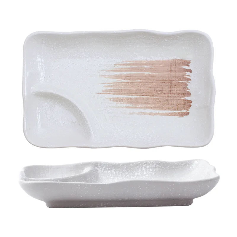 LingAo--Japanese-style ceramic small plates with vinegar dish for sushi, grilled meat seasoning plates