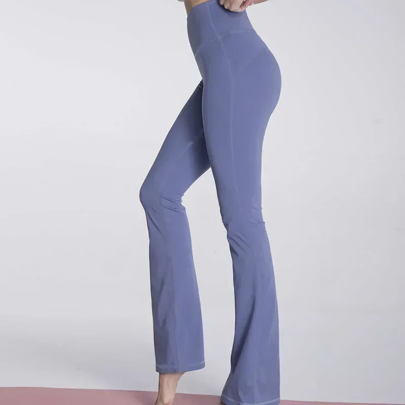 Pantalones acampanados sueltos de cintura alta para yoga para mujer, pantalones deportivos de nailon de alta elasticidad para deportes al aire libre