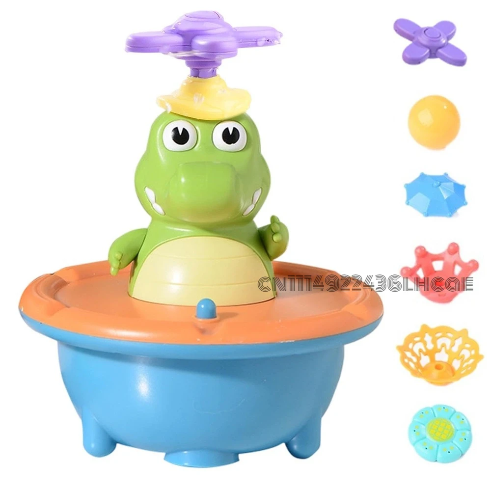 Crocodile Fountain Bath Toy Electric Pool Game with LED Light Water Sprinkler Toy for Boys Girls Home Daycare Bathroom Restroom