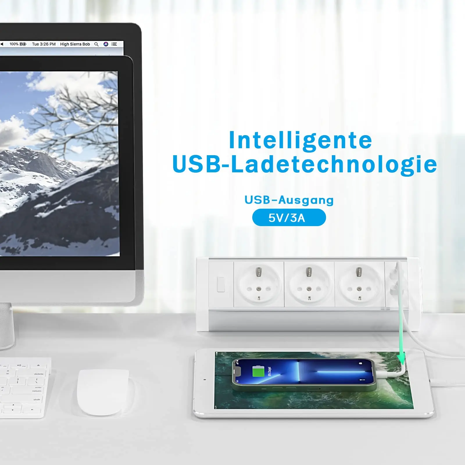 سطح المكتب الاتحاد الأوروبي منفذ قطاع الطاقة مع التبديل 3 مخرج تيار متردد مقبس USB متعدد المكونات 3m تمديد الحبل الزائد حماية