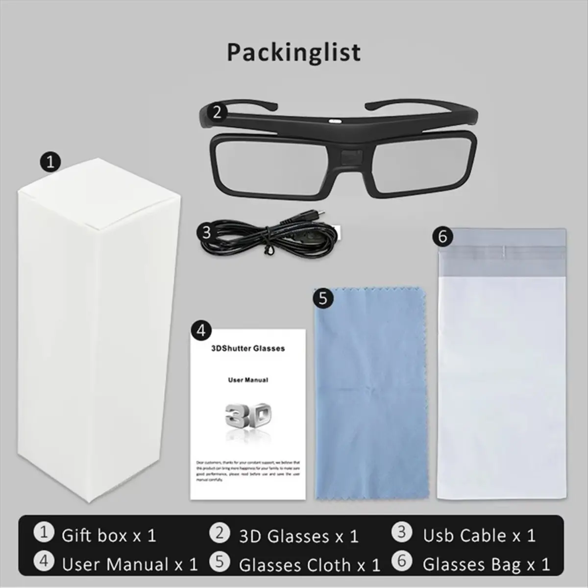 popop For DLP Link Active Shutter 3D Glasses USB Rechargeable Eyeglasses for Home Cinema DLP Projector Not Suitable for All TV