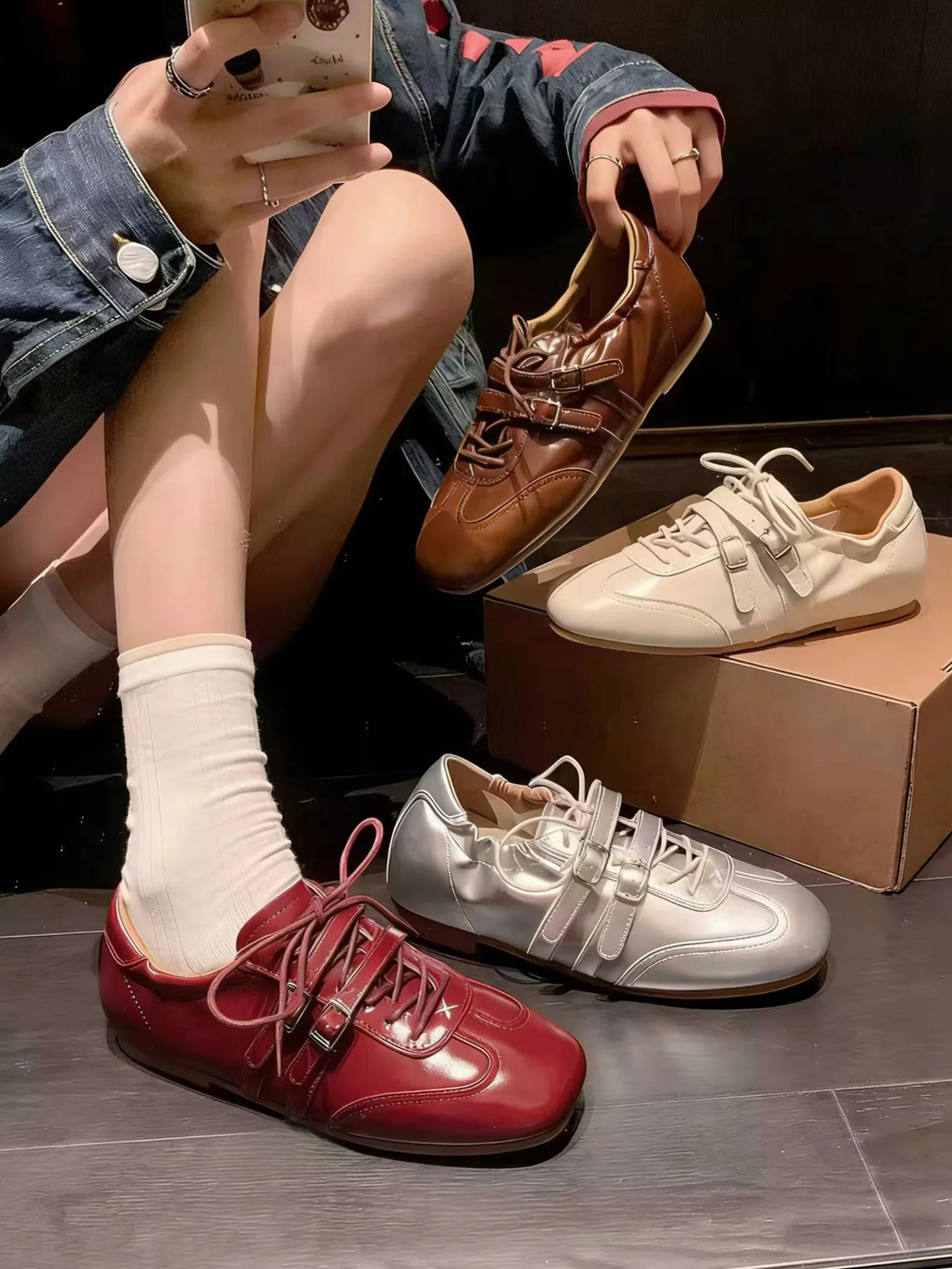 エレベーテッドメリージェーンバレエスタイルレディースシューズ2026年春新作ファッションシングルシューズデクンバックルデザイン超微細繊維裏地