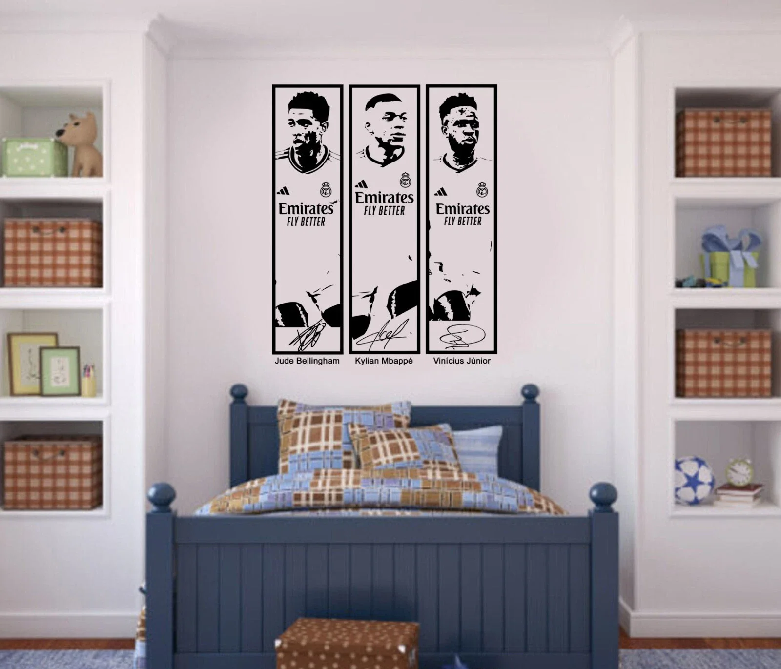 Jude Bellingham Kylian Mbappé and Vinícius Júnior Real Madrid  Vinyl  Decal Wall Art Sticker removeable decor  self-adhesive