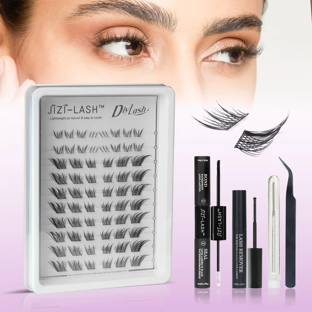 

JIZI-LASH Individual Eyelash Cluster C Curly Thick False Eyelashes Makeup 3D Mink Lashes Extension Fluffy Faux Cils Maquillaje
