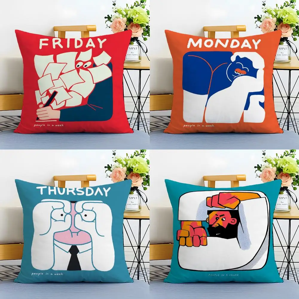 People Living in a Frame Cushion Cover Linen Pillowcase Soft  for Sofa Bed Home Room Decor