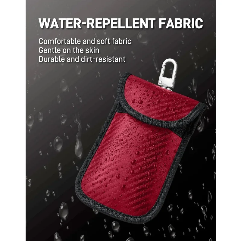 2PCS Car Key Signal Blocker Case Faraday Cage Fob Pouch Keyless RFID Blocking Bag Car Accessories(Red) view 4