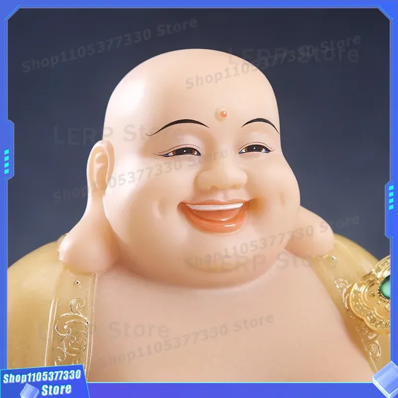 Large Belly Maitreya Buddha Statue Zen Bodhisattva Figurine Smiling Future Buddha Holding Ingot Home Living Room Decor