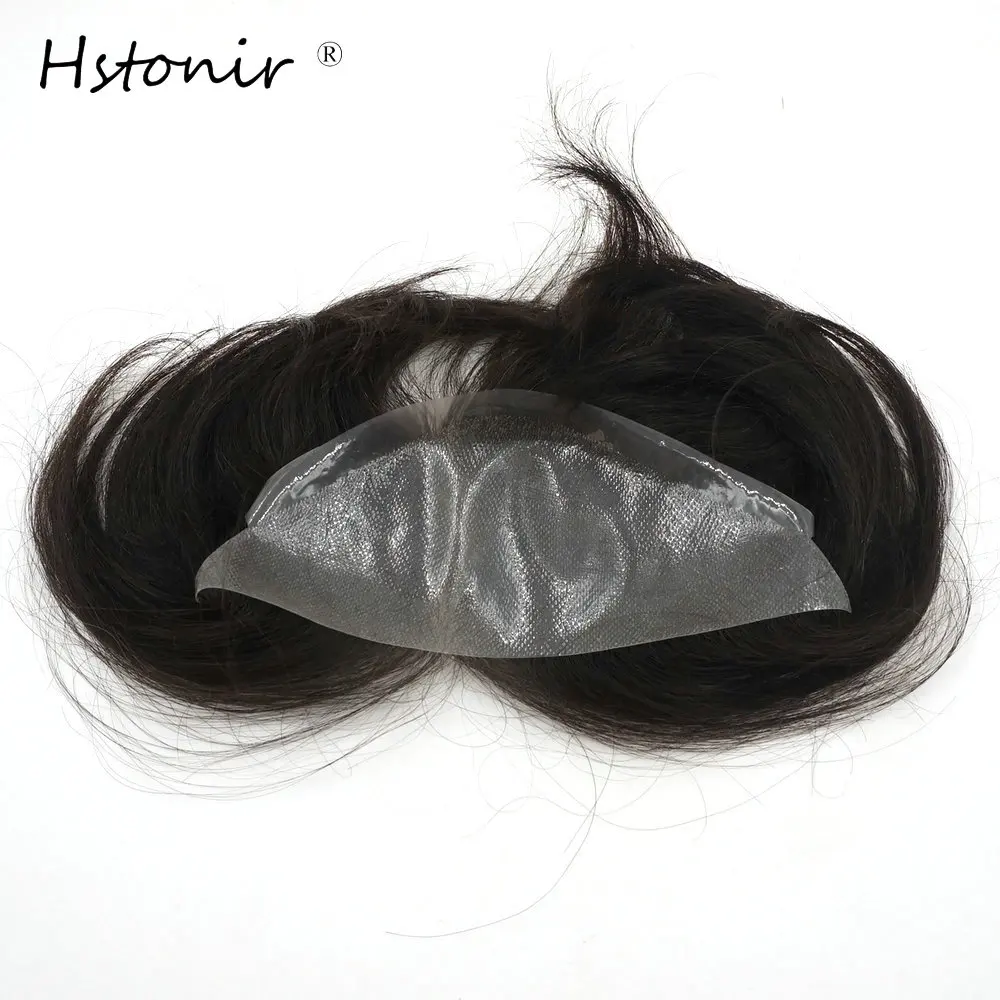 

Hstonir 3x8 "оригинальные человеческие волосы спереди, мужские волосы, тонкая кожа, легкая плотность, линия волос, индийский шиньон Remy Perruque Homme H034