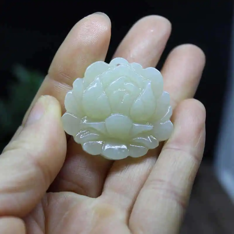 

Hetian Blooming Wealth, свитер-цепочка, синий и белый цветок, нефритовый кулон для женщин