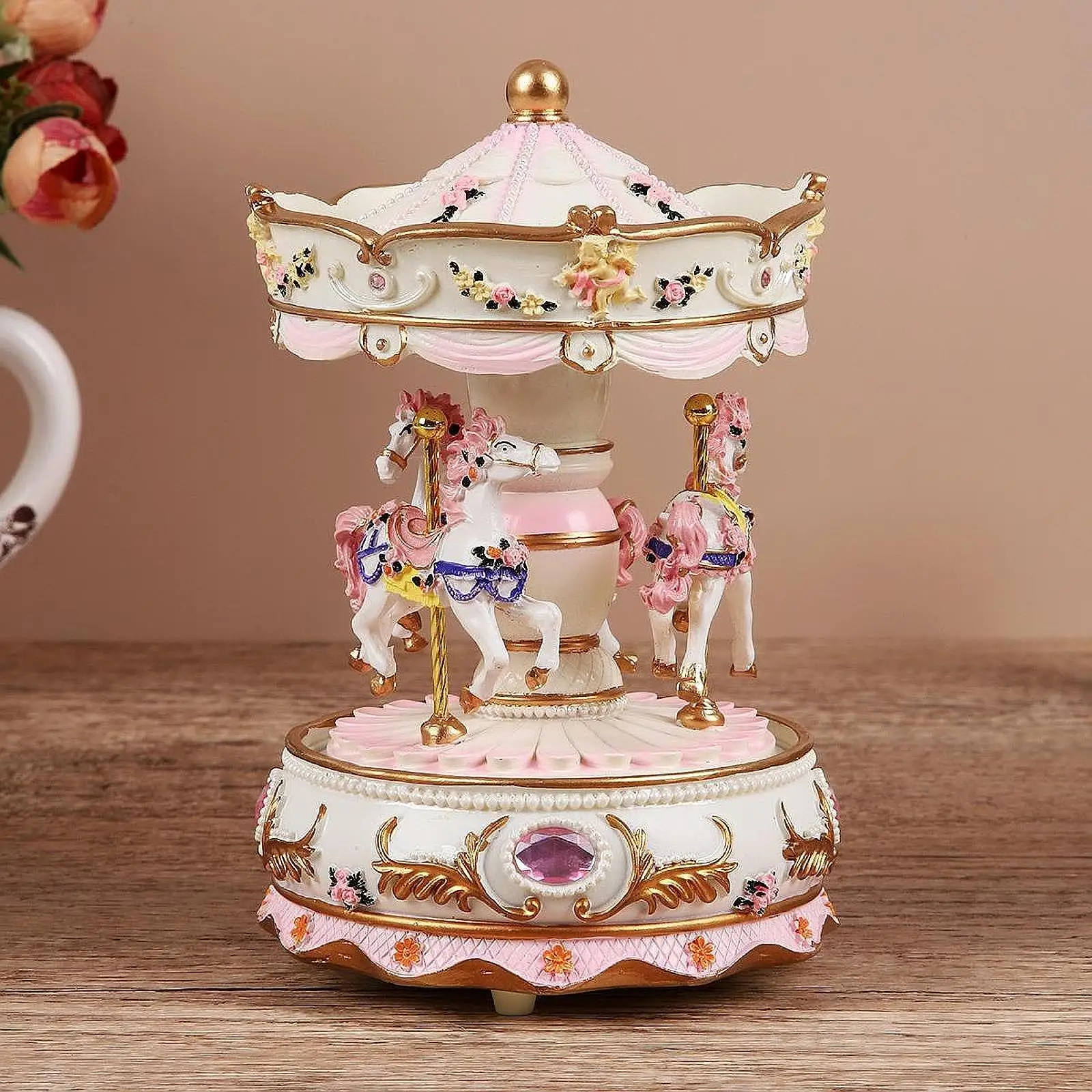 

Carousel Music Box with Light Decorative Musical Box for Kids Daughter Girls