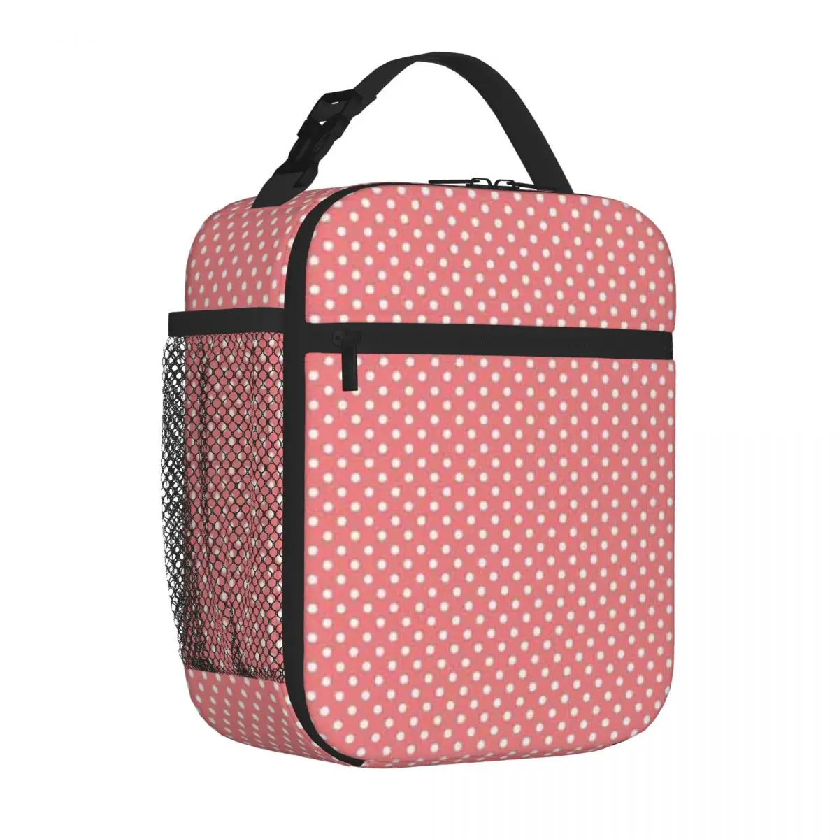 Bestselling Coral Polka Dot Pattern Animal Print Lightweight Lunch Bag Outdoor Picnic Carry Lunch Bag