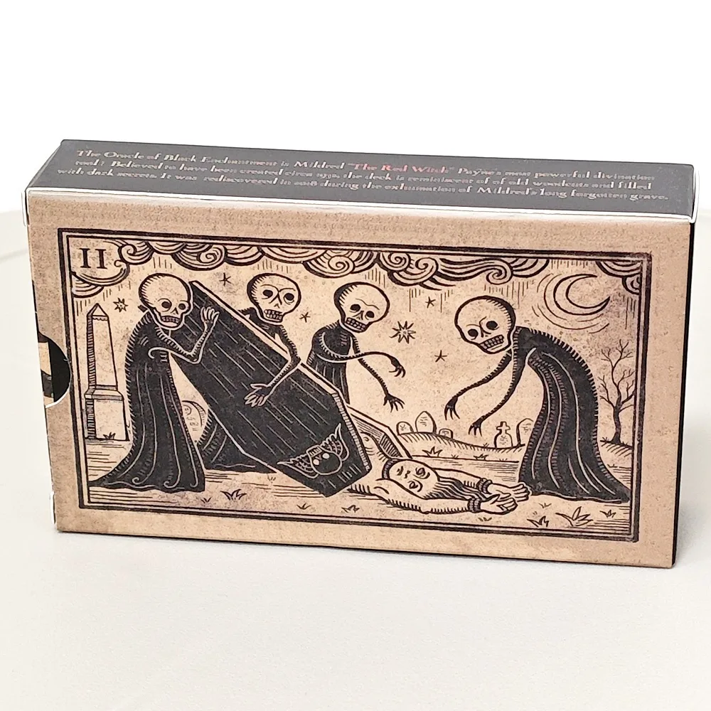 52 Pcs Mildred Payne's Oracle Card Of Black Enchantment Black Line Imagery Woodblock Table Games For Party 4*2.4 Inch