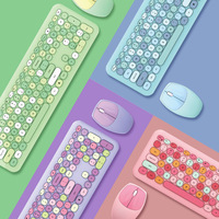 Small Fresh Macaron Color Wireless Keyboard and Mouse Set Girls Lovely Chocolate Silent Infinite Color Keyboard