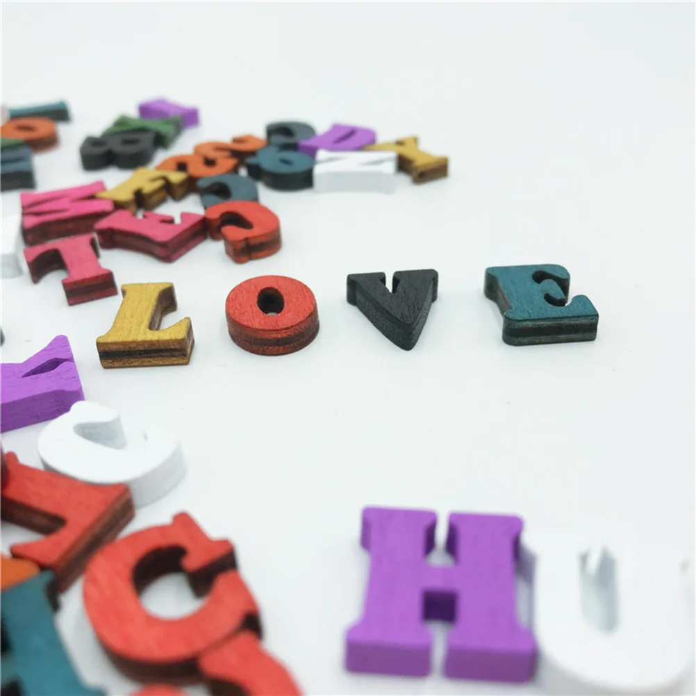 

100 Pcs Letter Wood Chips Educational Instruments Wooden Buttons Tools English Letters