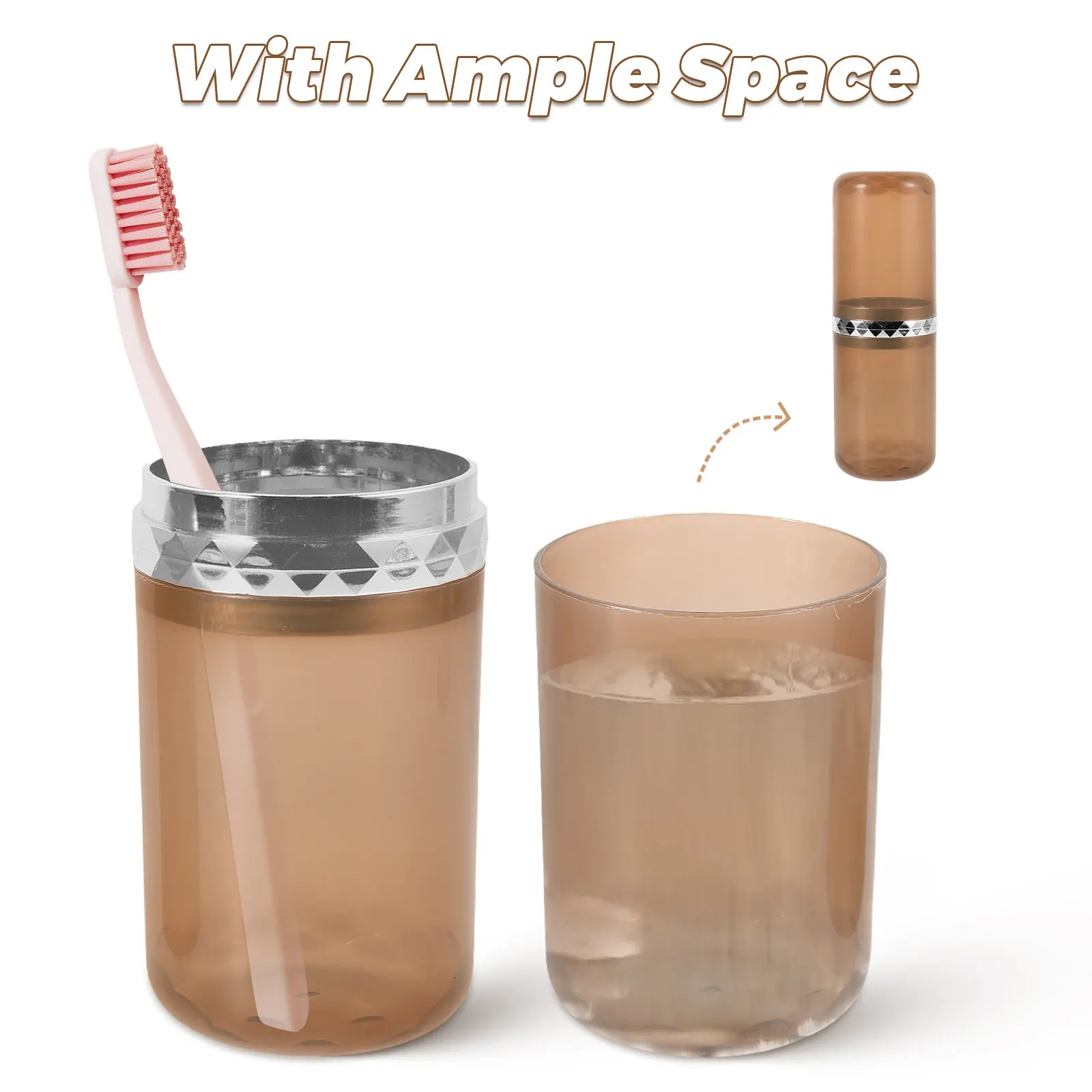 Large Clear Portable Toothbrush Cup Travel Toothpaste Container Multifunctional Rinse Cup for School Gym Vacation Home Bathroom