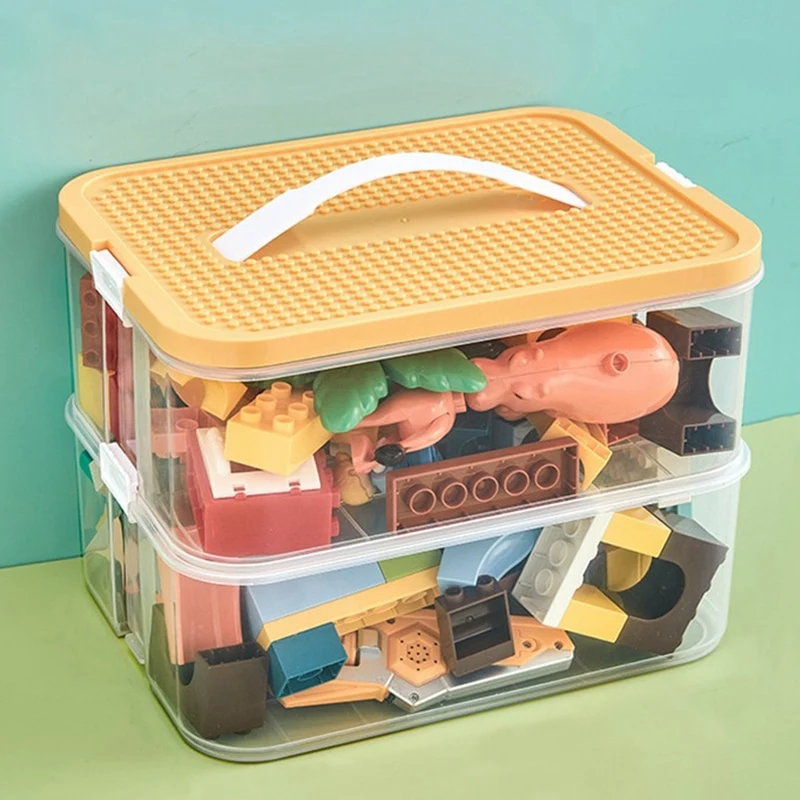 Building Blocks giocattoli scatola di immagazzinaggio per coperchi contenitori per bambini in plastica a forma di mattone articoli vari organizzatore impilabile