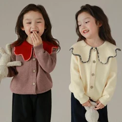 Autumn Winter KPOP Fashion Harajuku Girls Cardigan All Match Knitting Tops Loose Casual Children's Clothes Long Sleeve Sweaters