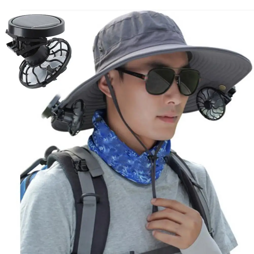 Solar Fan Clip-on Hat Desk Travel Camp Summer Mini Clip Usb Fan Sun Energy Power Panel Cell Portable Cooling Fan Cooler UV Cap