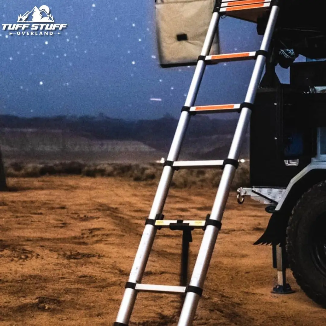 Overland TS-LDR-Tele-2.6M Roof Top Tent Telescoping Extension Ladder, 102 Inch, 330 Load Capacity, Customized