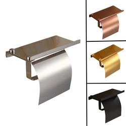 1PC Toilet Paper Holder Stainless Steel Rose Gold/Gold/Black/Silver Roll Paper Rack With Cover Bathroom Hardware Wall Mount
