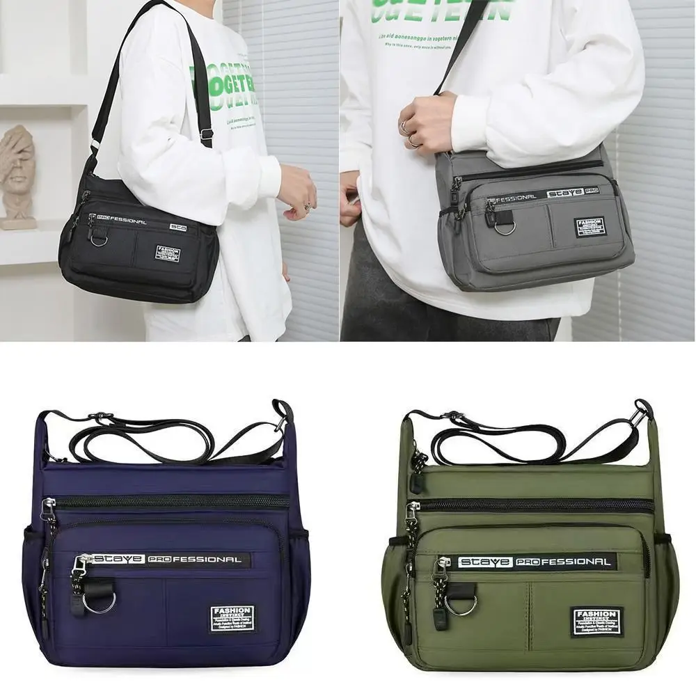 

Water Resistant Shoulder Messenger Bag Multi Pockets Crossbody Casual Crossbody Bag with Water Bottle Holders Large Capacity