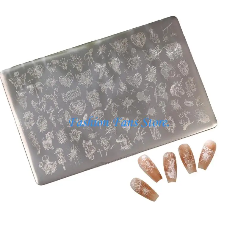 Steel Stamping Plate for Halloween Manicures, Reusable Art Plate for Party Sets and DIY Salon Styling