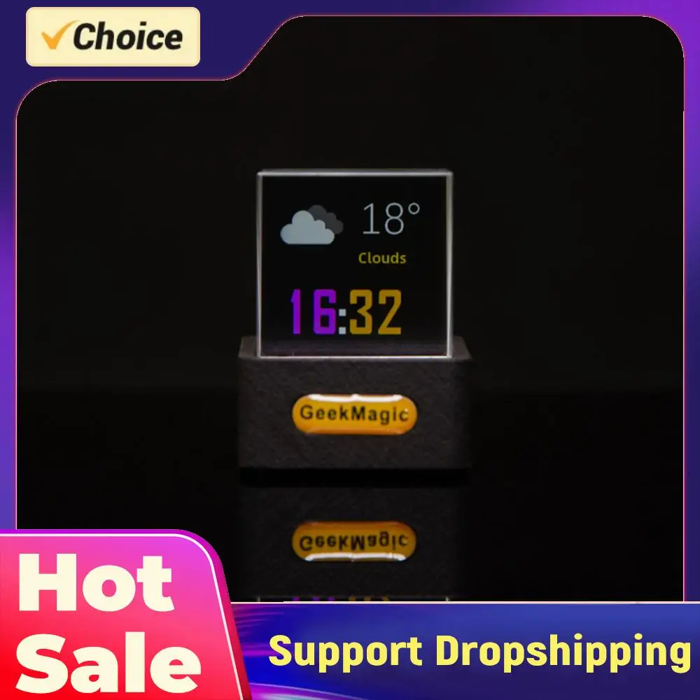 

Голографический настольный смарт-дисплей Crystal Cube с функцией погодной станции, цифровыми часами и анимированными GIF-изображениями для декора рабочего стола