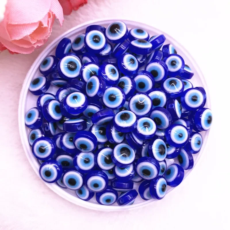 50PCS 6/8/10mm Oval Beads Evil Eye Resin Spacer Beads for Jewelry Making DIY Bracelet Beads #01