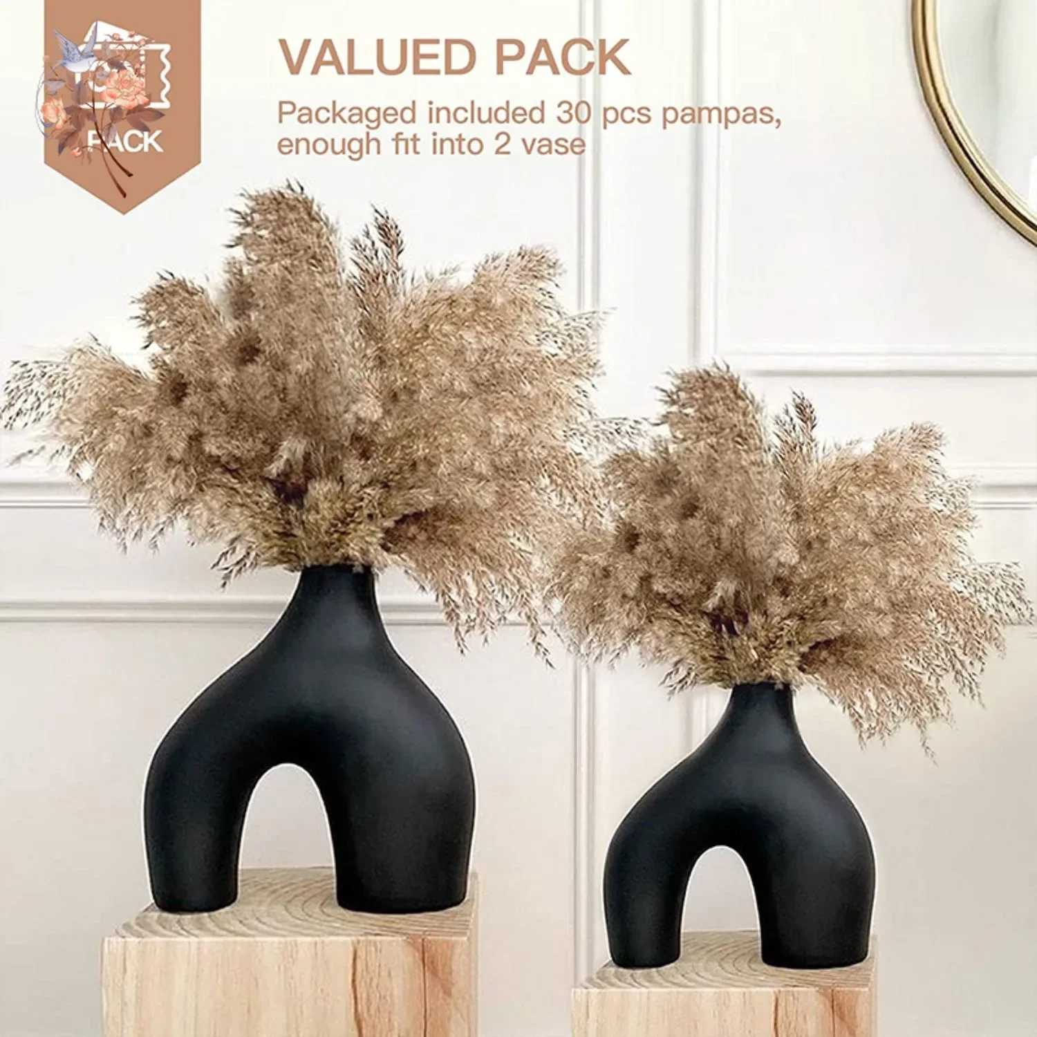 30Pcs Mix Dried Flower Fluffy Real Pampas for Rustic Wedding Party Decoration Natural Reeds Grass Boho Home Bedroom Vase Decor - view 3