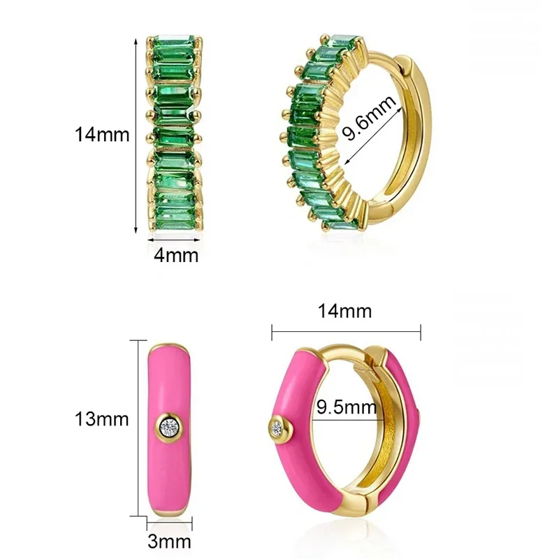 CRMYA Copper Gold Plated Earring Set For Women Color CZ Zircon Piercing Clip Hoop Dangle Earrings For Women Jewelry Wholesale