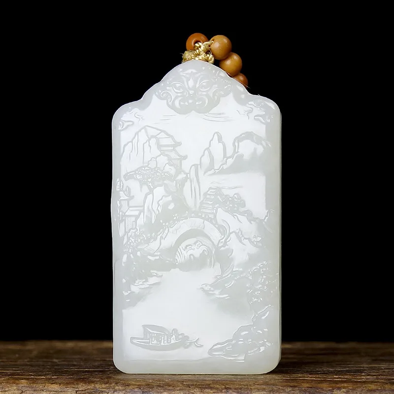 

Fine Jewelry Natural Hetian Nephrite Jade Peace and Peace Pendant