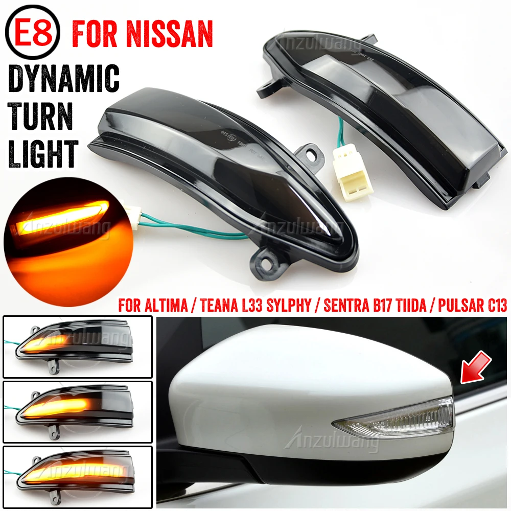 For Nissan Altima Teana L33 2013- 2018 Sylphy Sentra Pulsar Tiida Car LED Dynamic Turn Signal Light Side Mirror Indicator Lamp 5