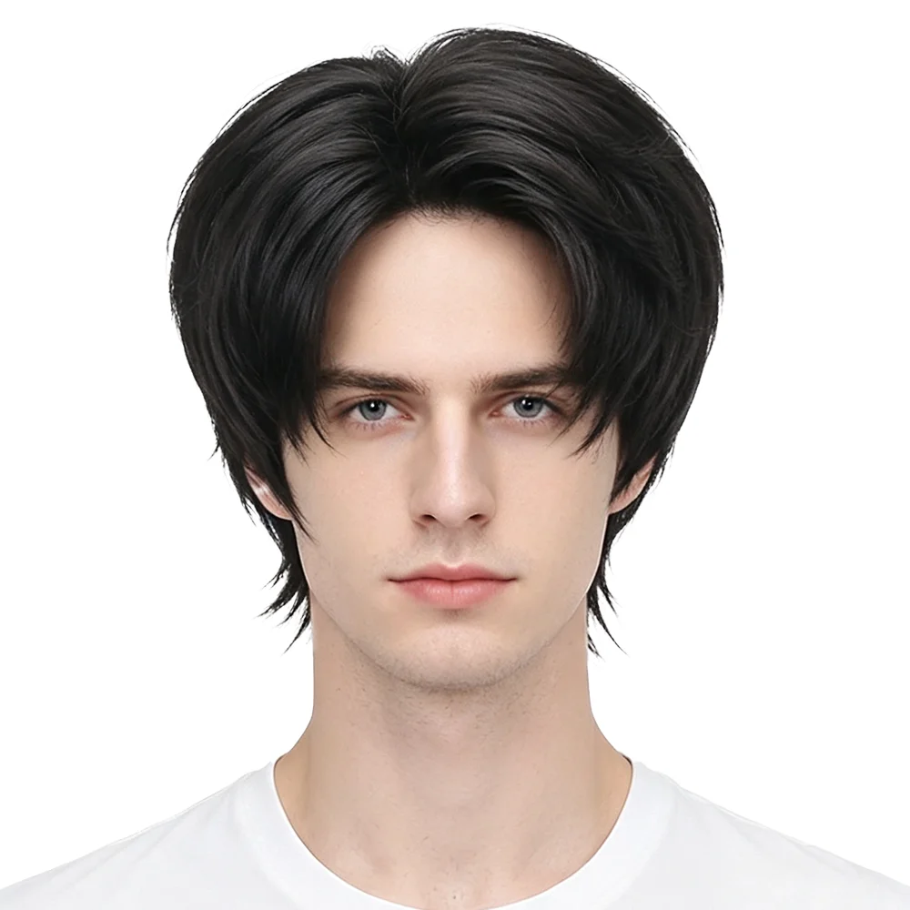 Jujutsu Kaisen Anime Cosplay Wig Yuta Okkotsu Natural Black Short Layered Heat Resistant Synthetic Hair Unisex For Party Daily