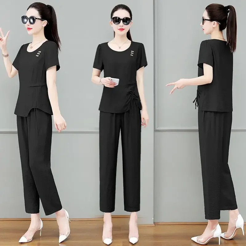 

Мешковатые женские брюки, комплект из двух предметов, дешевые, роскошные, новые в тон группы, продвижение, шикарные и элегантные, полные женских брюк