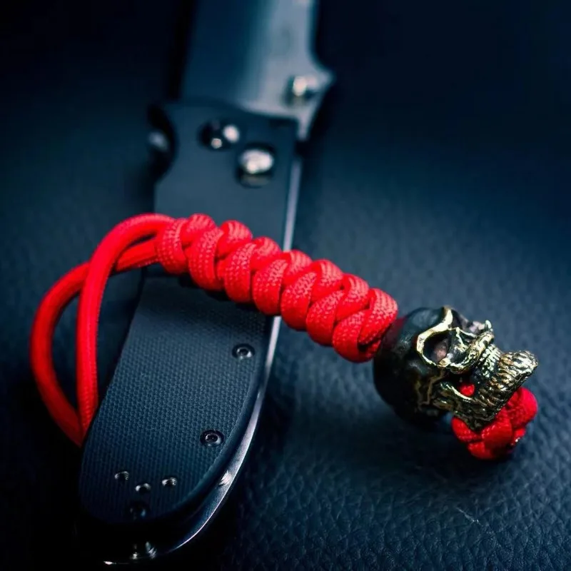 Brass Crown Skull Knife Beads Outdoors DIY Tools EDC Lanyard Pendants Key Rings Accessories