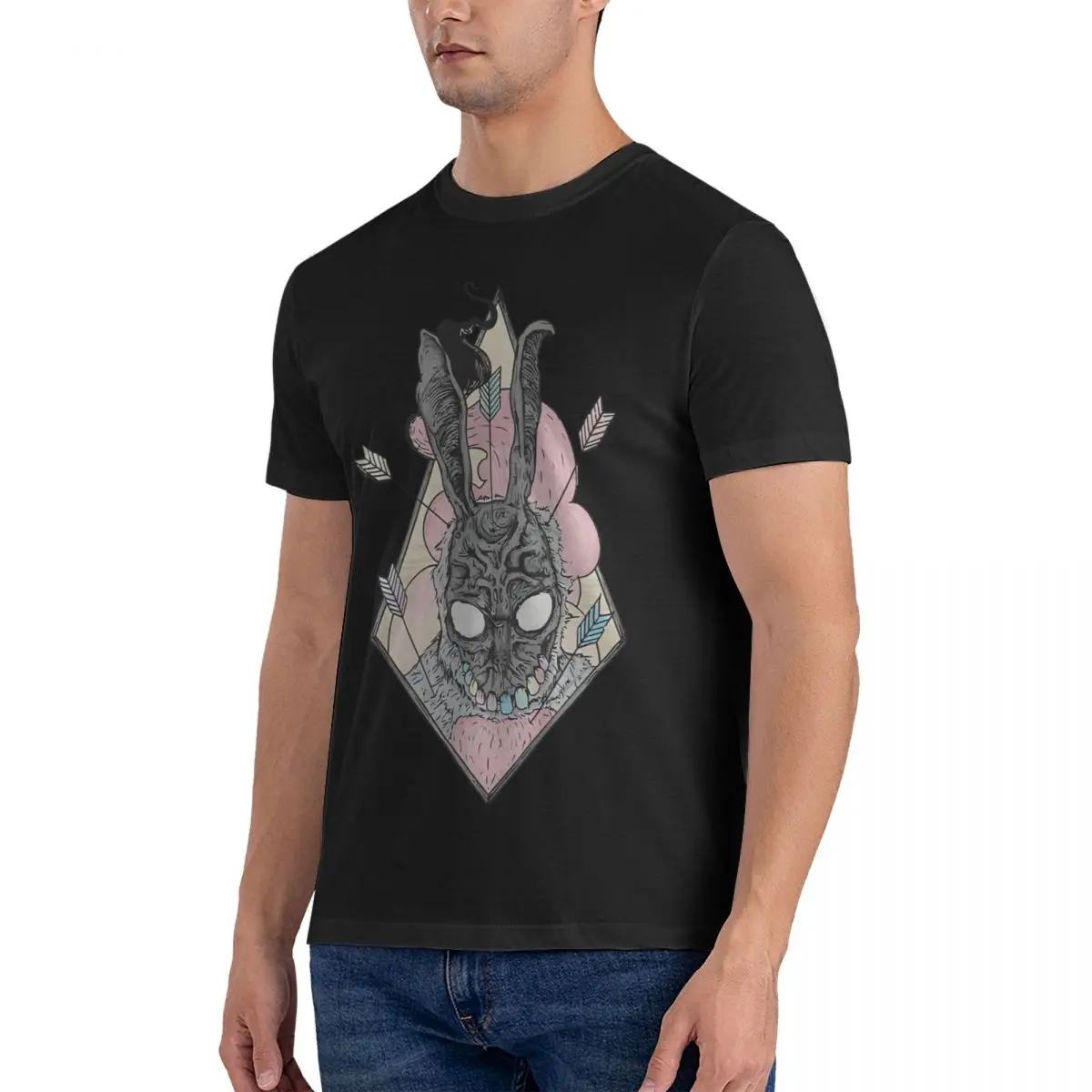 Men T-Shirts Donnie Darko Leisure Cotton Tee Shirt Short Sleeve Donnie Darko T Shirt Round Collar Clothing Printing