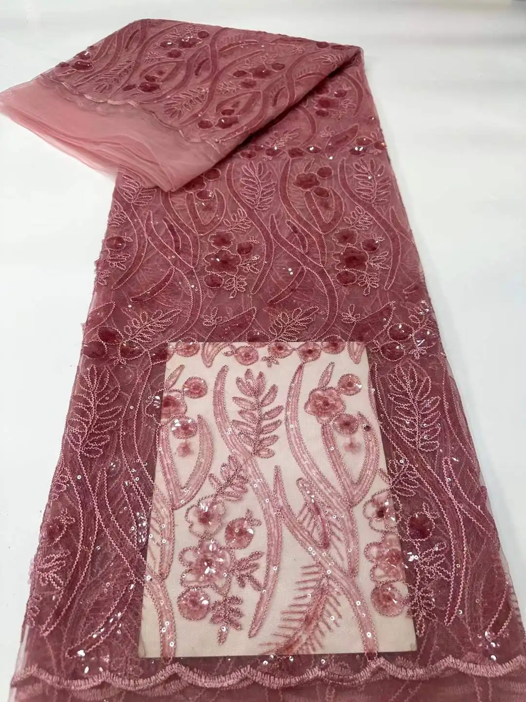 2026 الأحمر الفاخر الفرنسي تول صافي الدانتيل مع الترتر والخرز الأفريقي النيجيري المطرزة أقمشة الدانتيل نسيج الدانتيل للخياطة