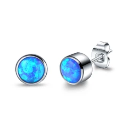 G23 Titanium Cubic Zirconia Opal Birthstone Tiny Stud Earrings for Women Girls