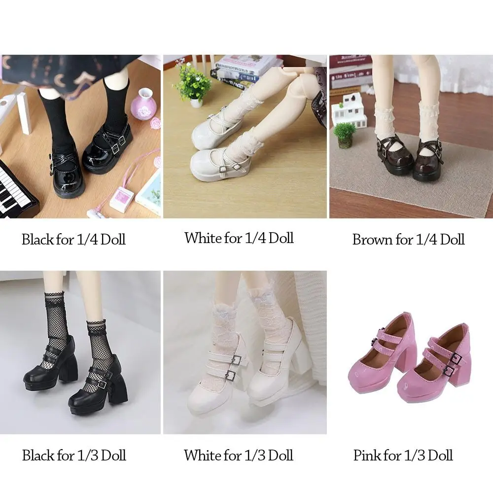 Modne buty dla lalek PU Leather Cute Princess High Heels Sexy DIY Accessories Play House Shoes for 1/3 1/4 BJD 45/60cm Dolls