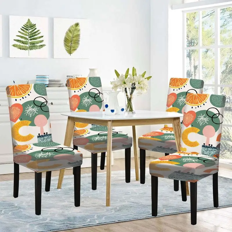 

Чехол для стула с 2D-принтом, абстрактный круглый принт в форме сердца, чехол для стула в ресторане подходит для дома, отеля, банкета.