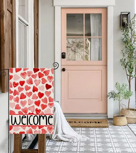 Welcome Love Hearts Garden Flags for Outside Decoration, Valentines Love Hear... VVL YYX EEZ