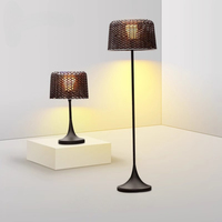 Designer Minimalist Solar Outdoor Lawn Floor Lamp Hollow Out Waterproof Villa Garden Hand Woven Rattan Vertical Lights Luminaire