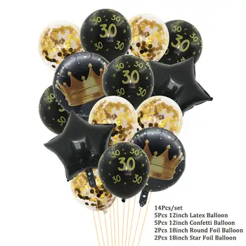 1袋黑色金色18/30/40/50/60歲乳膠氣球,成人生日派對裝飾,30歲/40歲/50歲生日週年紀念派對氣球 8 最佳銷售 30歲生日快樂 - №3