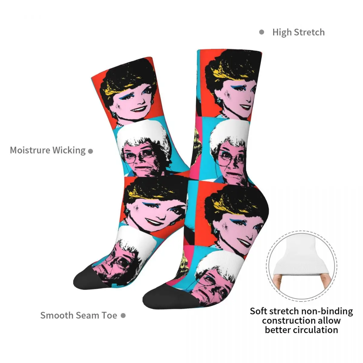 Golden warhol menina meias harajuku meias absorventes de suor durante toda a temporada meias longas acessórios para presente de aniversário da mulher do homem