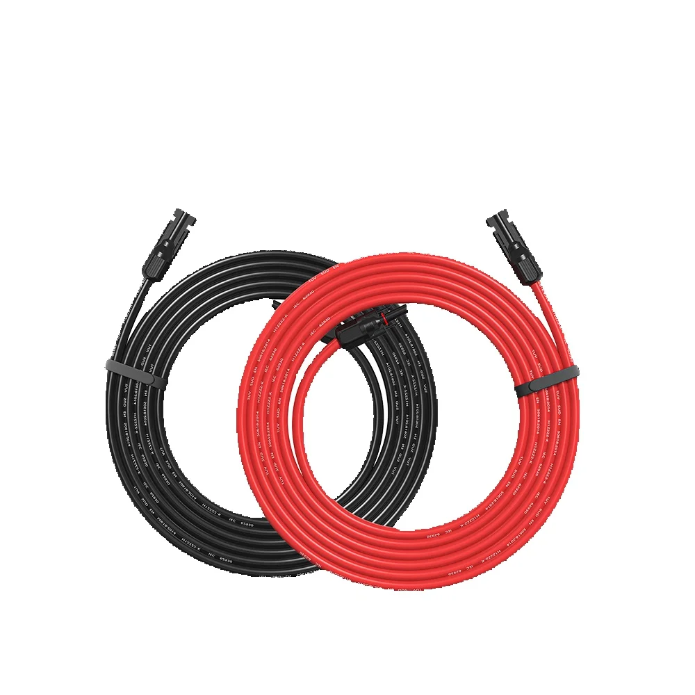 PowMr EU 15M 20M 30M 10AWG 6mm² 328FT Solarkabel, PV-Photovoltaik-Kabel, TÜV-zertifiziertes Kabel mit PV-Panel-Anschlüssen, rot-schwarze Ummantelung