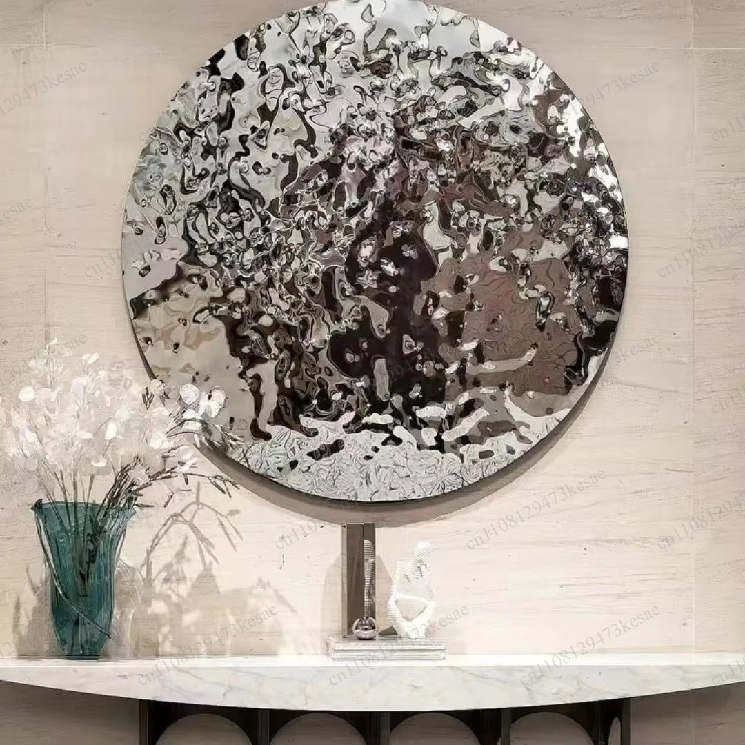 Aqumotic Peel and Stick Wallpaper, Embossed Wave PVC Wall Sticker, Faux Metal Mirror Effect Decorative Wallpaper for Background