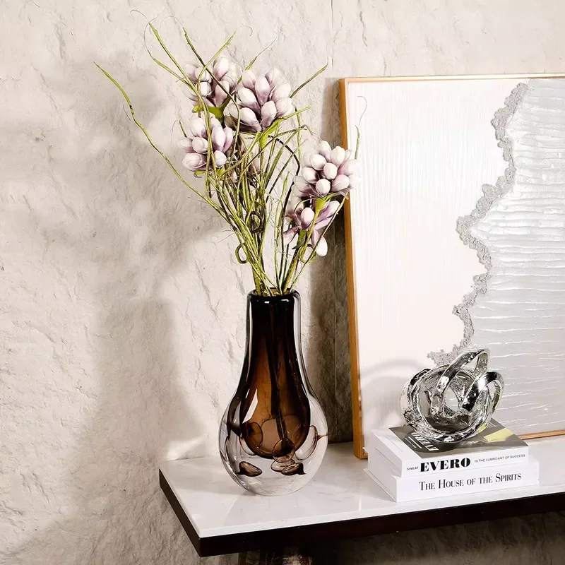 Elegant Murano Glass Vase Modern Crystal Ornament Custom Floral Home Decor Piece for Living Room Table Centerpiece Stylish